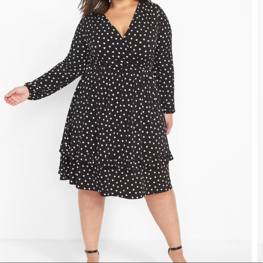 Long SleeveSurplice Flirty Fit & Flare Heart Dress